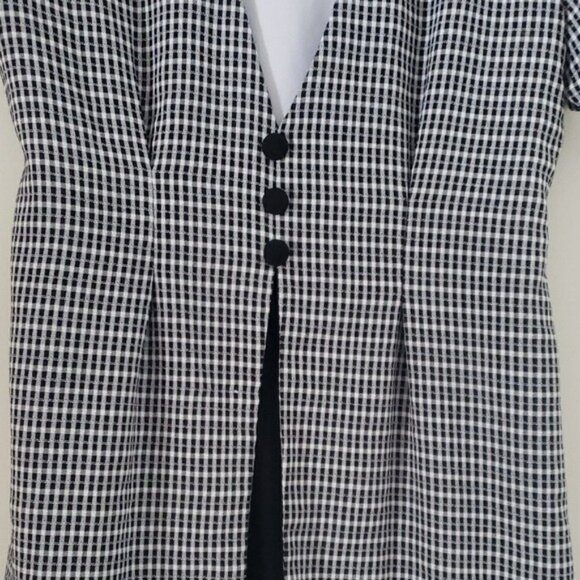 Vintage 90s Lisa Jo Plaid Layered Short Sleeve Dress Size 11/12 Academia Office - Picture 6 of 10
